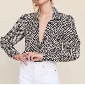 Black & White Printed Long Sleeve Blouse